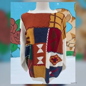 Vintage 90s Backroad Blues Patchwork Oversized Sweater - Size 24W